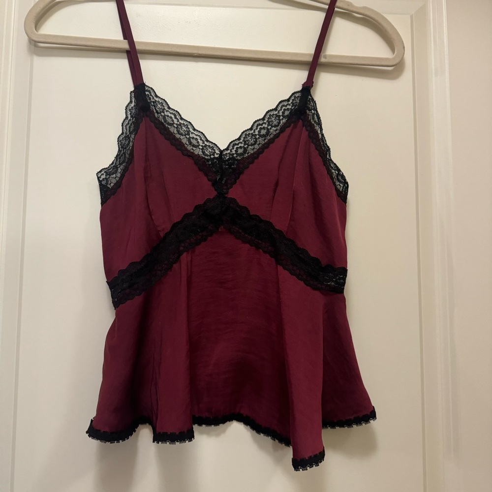 Kimchi Blue Urban Outfitters Satin Lace Trim Top (XS)